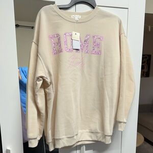 Ultra Flirt Cream Sweatshirt with Pink Floral Rome Graphic